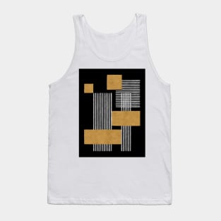 Stripes and Square Composition - Black Gold Tank Top